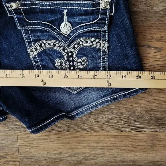 Rock Revival SASHA H32 Shorts Women's Size 29 Bling Pocket Flaps Thick Stitch - Picture 11 of 15